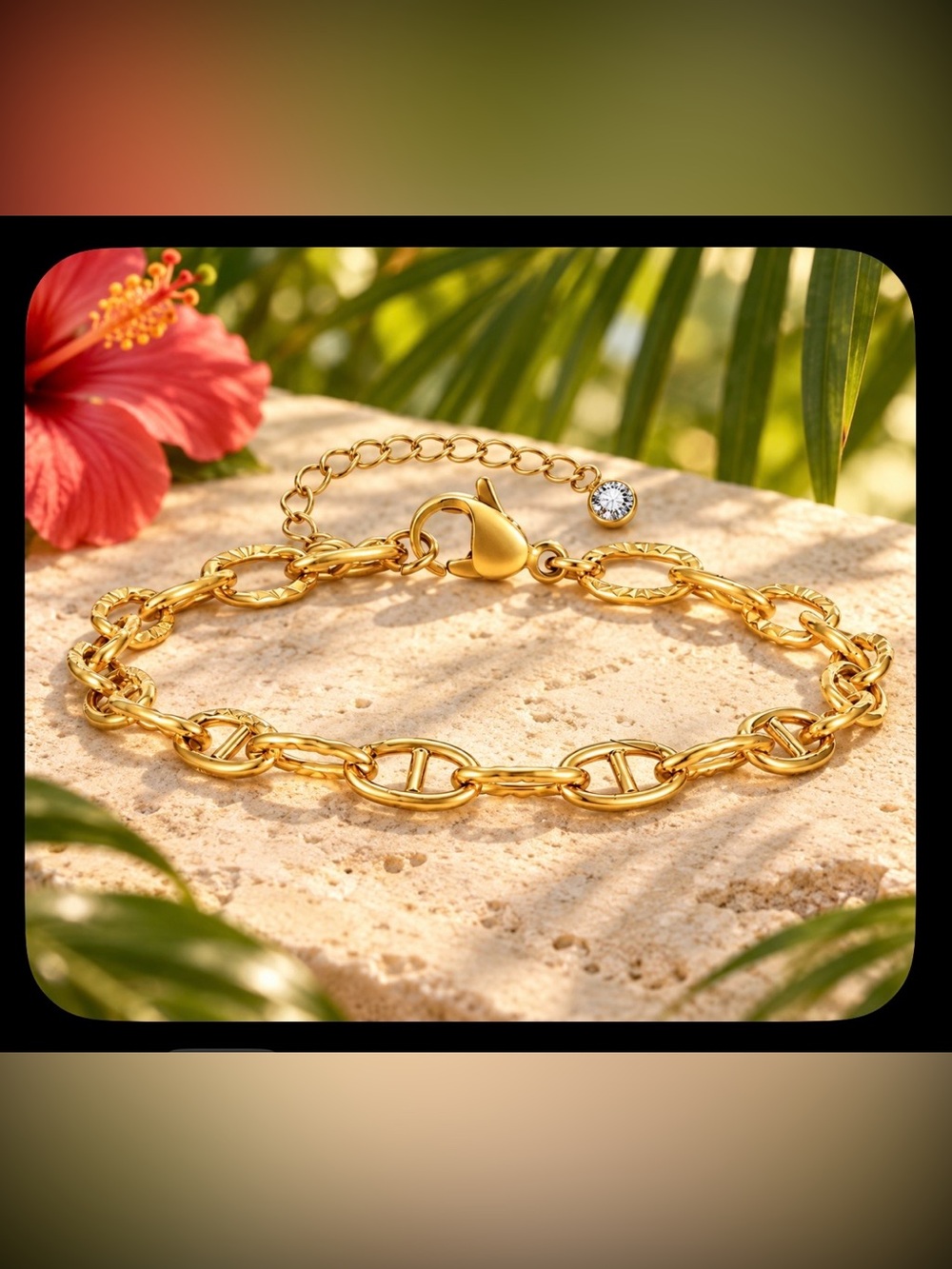 Gold bracelet with a delicate , minimalist design-Stainless St, 18k Gold PVD